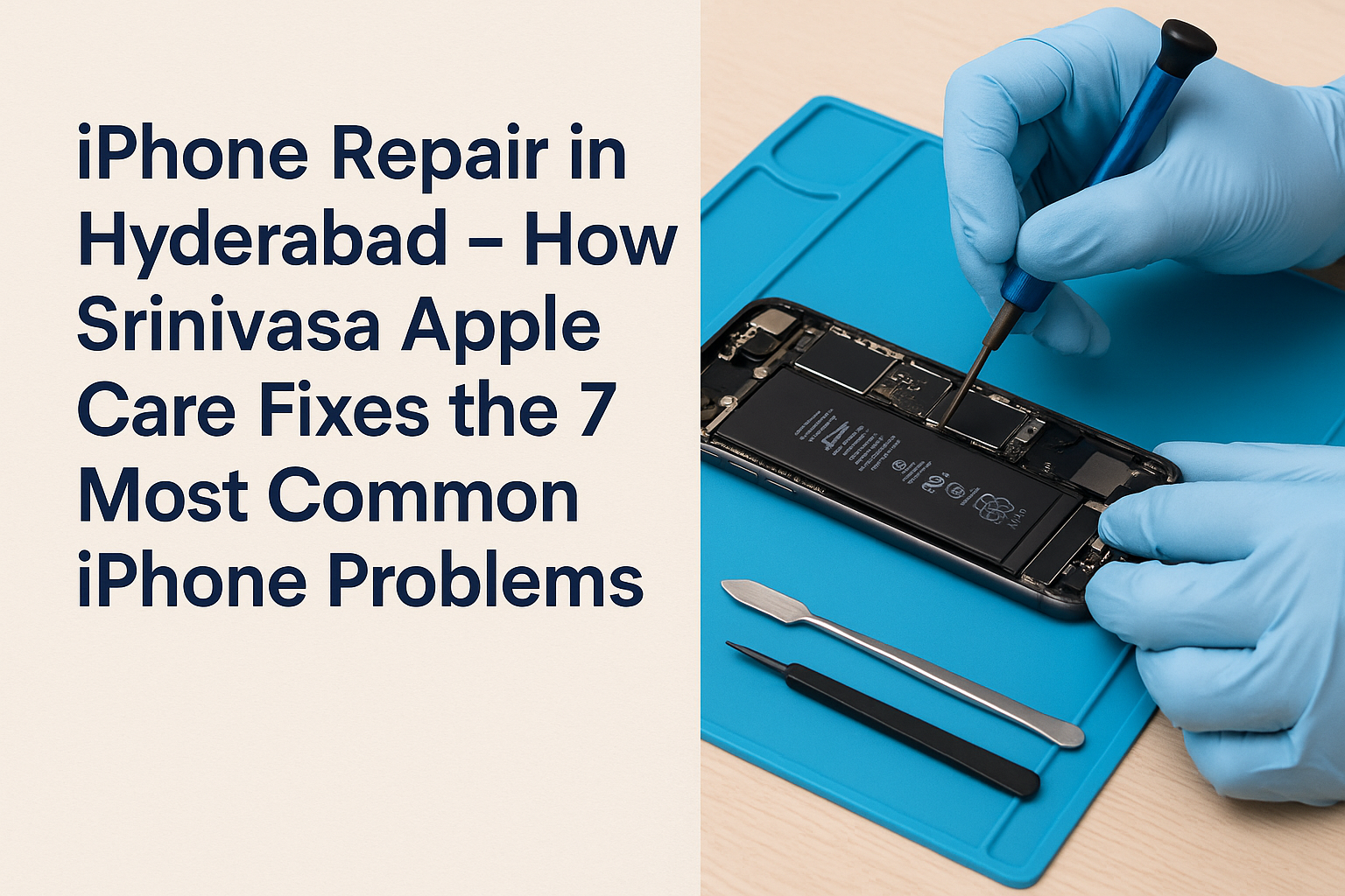iPhone repair in Hyderabad at Srinivasa Apple Care – expert Apple repair center offering screen, battery, and logic board repairs using genuine Apple parts.
